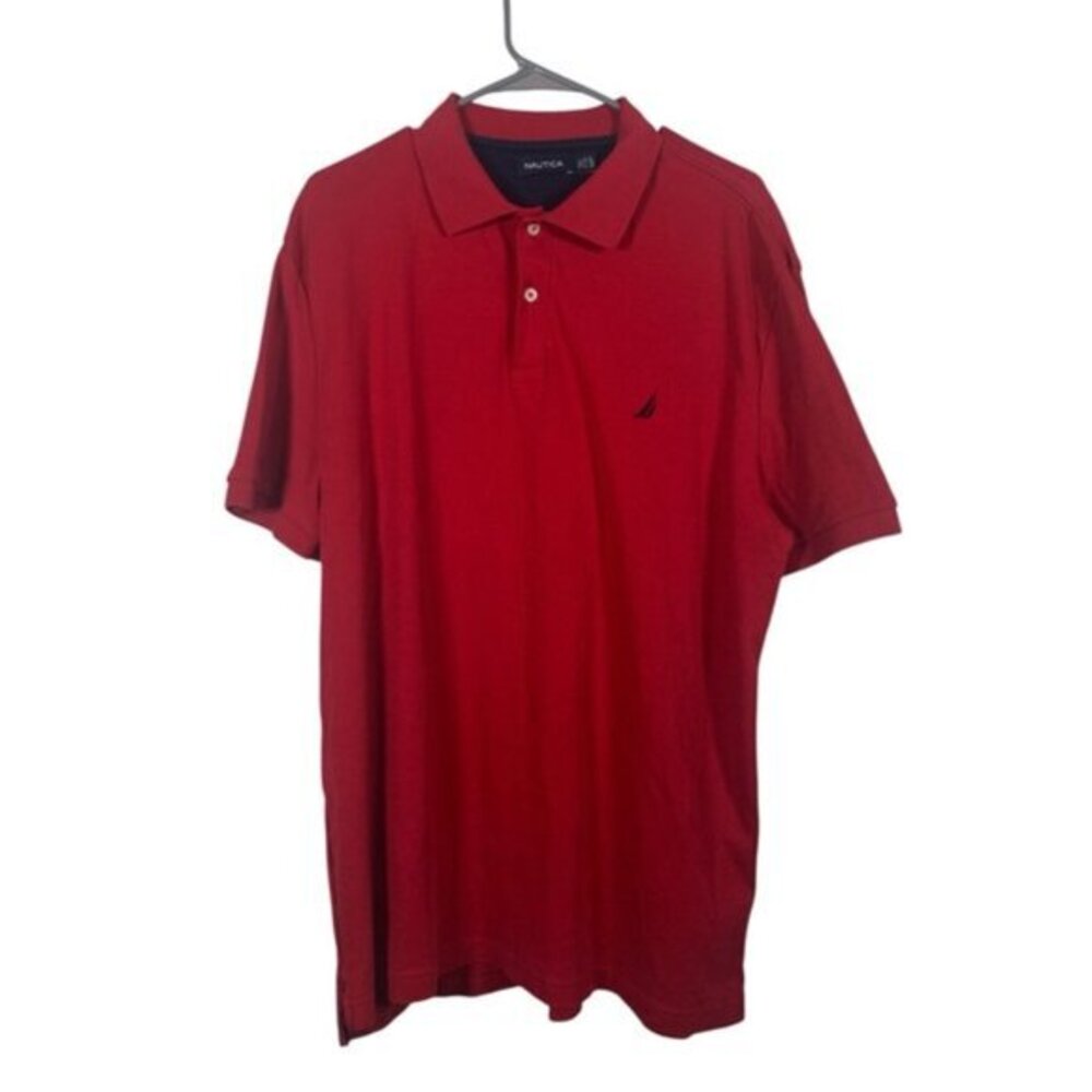 Nautica Polo Logo Red Shirt Size XL EUC #5598